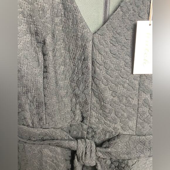 ANTHROPOLOGIE HUTCH DRESS S BLACK TEXTURED LONG SLEEVE MINI BELTED FIT & FLARE - Picture 8 of 10